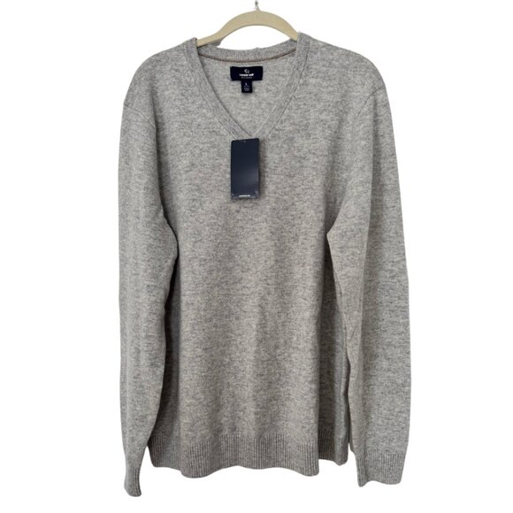 Land's End Gray Cashmere Sweater V Neck Men's - Picture 2 of 4